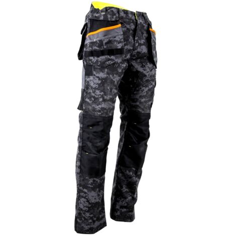 Pantaloni in tela con tasche per ginocchiere rinforzate impermeabili LMA DONJON Cachi mimetico 44