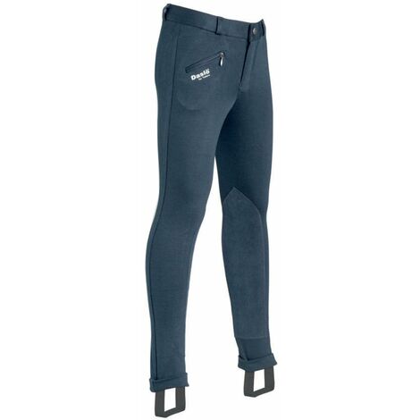 Pantaloni jodhpurs da equitazione junior ideale 4 stagioni peso 300g con toppe scamosciate sul ginocchio: 14 anni, blu (09)
