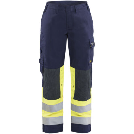 Pantaloni multinorme donna classe 1 7181 - Blu navy/Giallo S - FR(36) - SE(C34) - Standard
