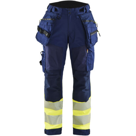 Pantaloni softshell ad alta visibilità classe 1 donna 7114 - Blu navy/Giallo XS - FR(34) - SE(C32) - Normative