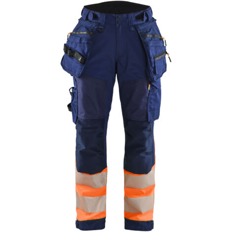 Pantaloni softshell alta visibilità classe 1 donna 7114 - Blu Navy/Arancione 2XL - FR(50) - SE(C48) - Corti