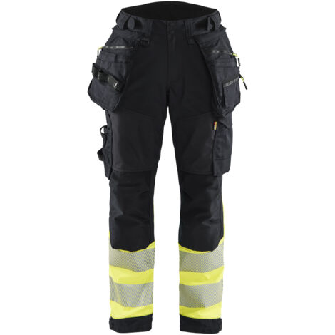 Pantaloni softshell alta visibilità classe 1 donna 7114 - Nero/Giallo S - FR(38) - SE(C36) - Corti