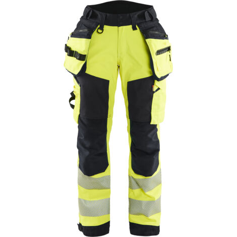 Pantaloni softshell alta visibilità donna 7118 - Giallo/Nero XL - FR(46) - SE(C44) - Corti