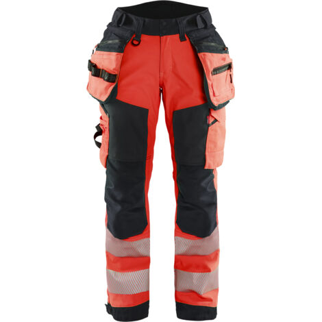 Pantaloni softshell alta visibilità donna 7118 - Rosso/Nero 2XL - FR(52) - SE(C50) - Corti