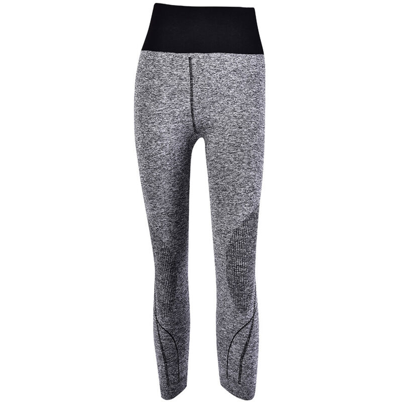 Pantalons de sport femme 3/4 extensibles pour yoga, fitness et running - Gris