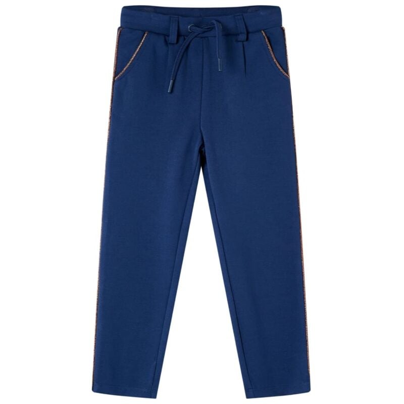 Pantalons pour enfants avec cordon de serrage bleu marine 140 vidaXL742751