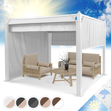 Pantheon Cortina Pergola avec toit 3x3 m 4 panneaux latéraux