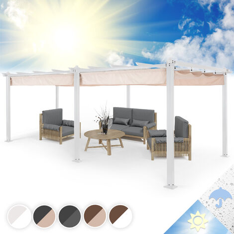 Pantheon Pergola tubes carrés d'aluminium 3x6 m 4 poteaux d'angle hydrofuge