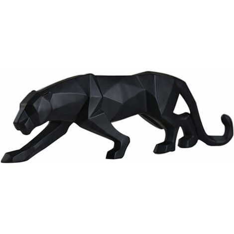 Panther Sculpture Ornaments, Panther Sculpture/Statue Modern Geometric Resin Leopard Ornaments/Art Craft Decor for Home Library Window Store - Black, Small，25cm