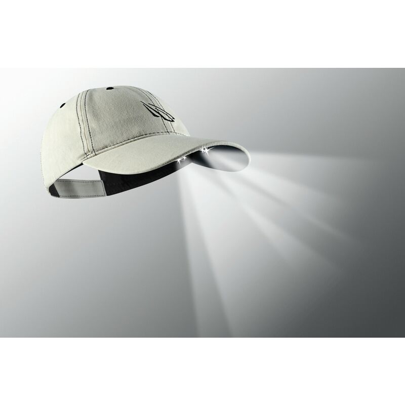 

4 LED POWERCAP Gorra con luz led color beige con serigrafia azul - Panther Vision