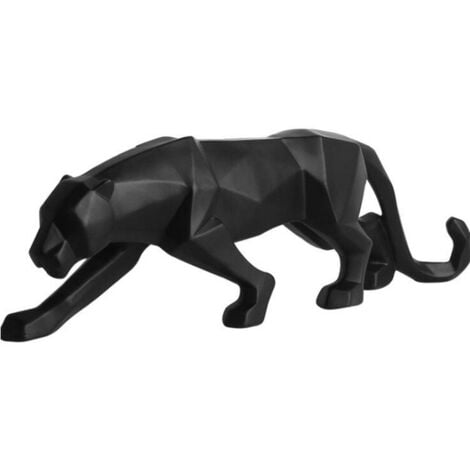 Panthère Sculpture Ornements, Panthère Sculpture/Statue Géométrique Moderne Résine Léopard Ornements/Art Artisanat Décor pour Maison Bibliothèque Fenêtre Magasin - Noir, grande，44cm