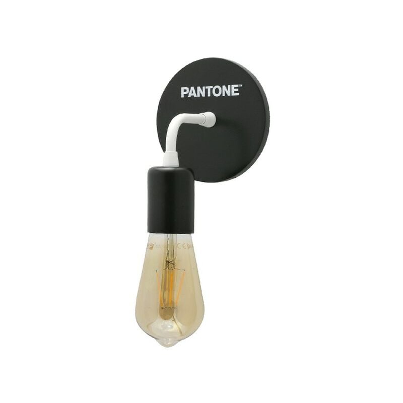 

Pantone By Homemania - PANTONE Lampara de pared Simple Drop - Lampara de pared - Negro, Metal blanco, Madera, 12 x 12 x 17 cm, 1 x E27, Max 100W
