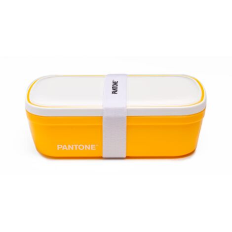 PANTONE Porta Pranzo Stile Bento Box con Divisorio Interno e Valvola di Sfiato, Lunch Box Portapranzo per Ufficio, Scuola e Università, Contenitore Ermetico per Schiscetta Pranzo, 12x7x20,7, Giallo