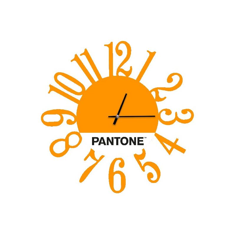 

PANTONE Reloj Geometria - Decoracion de pared, cuadrada - para el salon, la cocina, la oficina - Naranja, Blanco, Negro en Metal, 40 x 0,15 x 40 cm, -