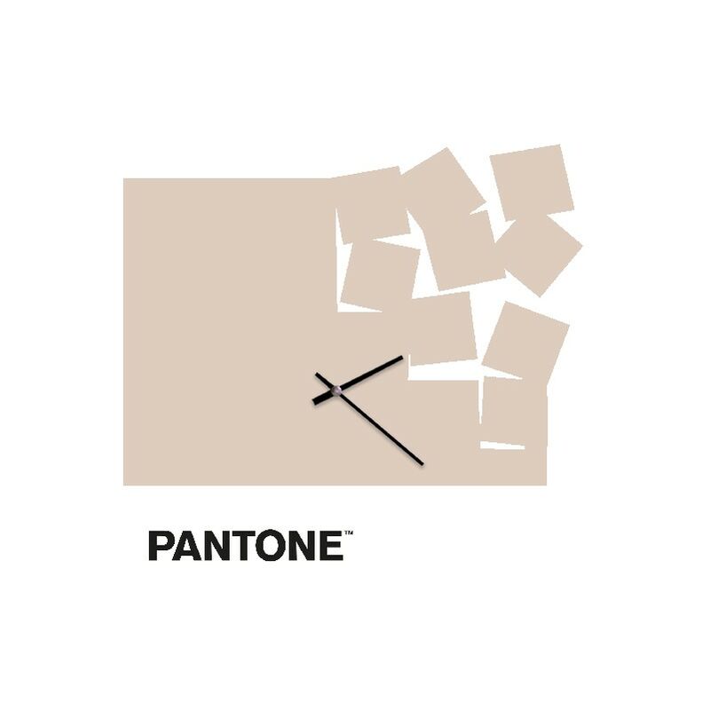 

PANTONE Reloj Geometria - Decoracion de pared, redonda - para el salon, la cocina, la oficina - Arena, Blanco, Negro en Metal, 40 x 0,15 x 40 cm, -