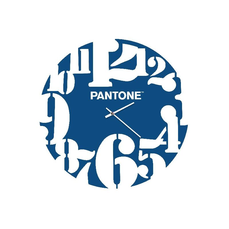 

PANTONE Reloj Geometria - Decoracion de pared, redonda - para el salon, la cocina, la oficina - Azul, Blanco en Metal, 40 x 0,15 x 40 cm, -