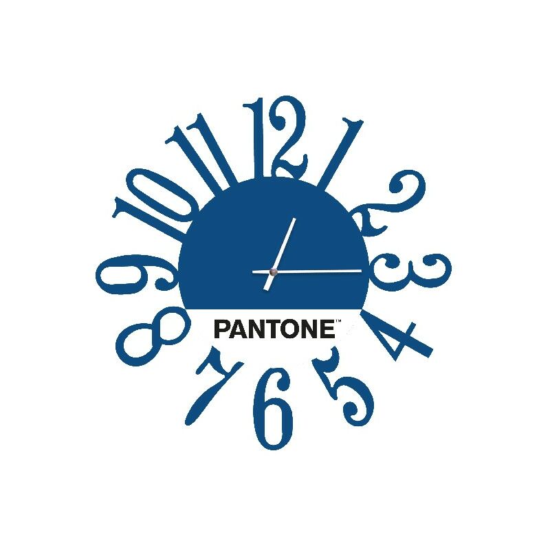 

PANTONE Reloj Geometria - Decoracion de pared, redonda - para el salon, la cocina, la oficina - Azul, Blanco, Negro en Metal, 40 x 0,15 x 40 cm, -