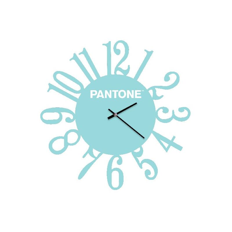 

PANTONE Reloj Geometria - Decoracion de pared, redonda - para el salon, la cocina, la oficina - Azul claro, blanco en Metal, 40 x 0,15 x 40 cm, -