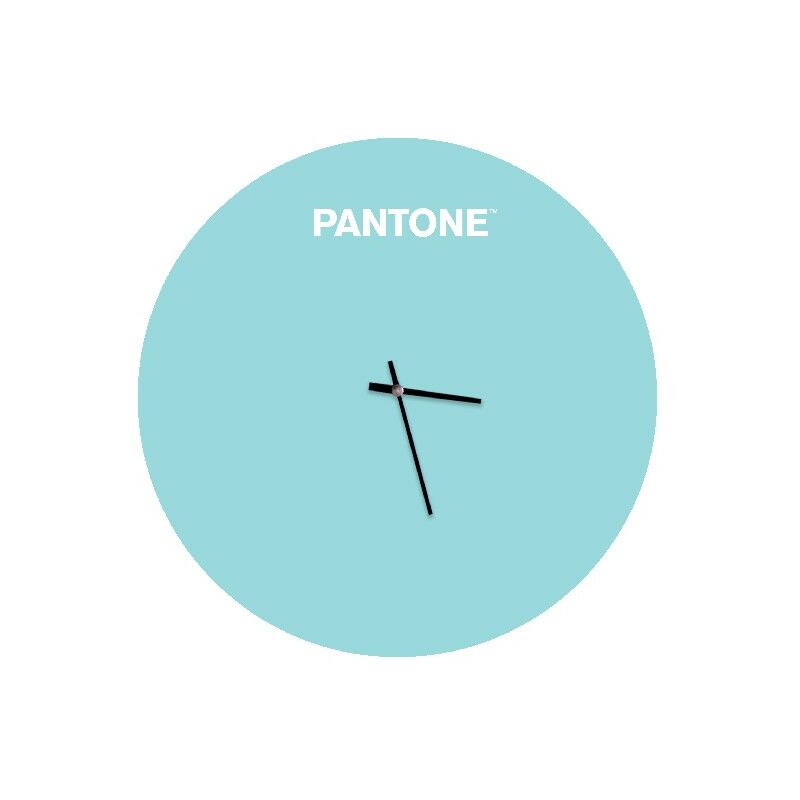 

PANTONE Reloj Geometria - Decoracion de pared, redonda - para el salon, la cocina, la oficina - Azul claro, blanco en Metal, 40 x 0,15 x 40 cm, -