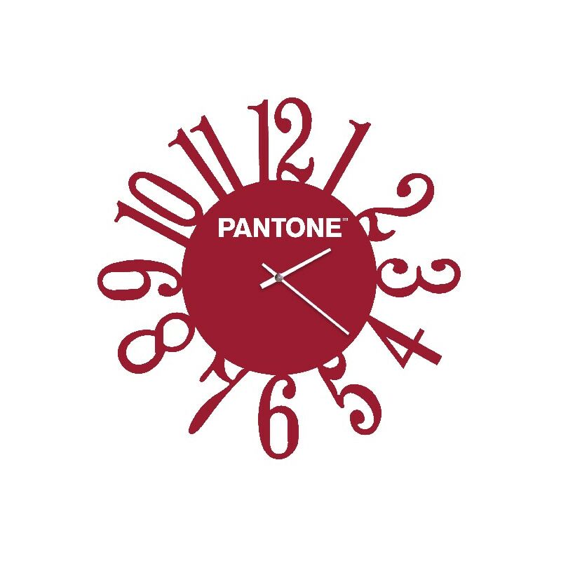 

PANTONE Reloj Geometria - Decoracion de pared, redonda - para el salon, la cocina, la oficina - Burdeos, Blanco en Metal, 40 x 0,15 x 40 cm, -