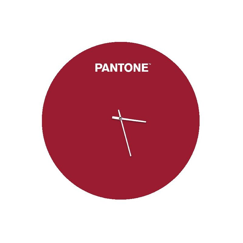 

PANTONE Reloj Geometria - Decoracion de pared, redonda - para el salon, la cocina, la oficina - Burdeos, Blanco en Metal, 40 x 0,15 x 40 cm, -