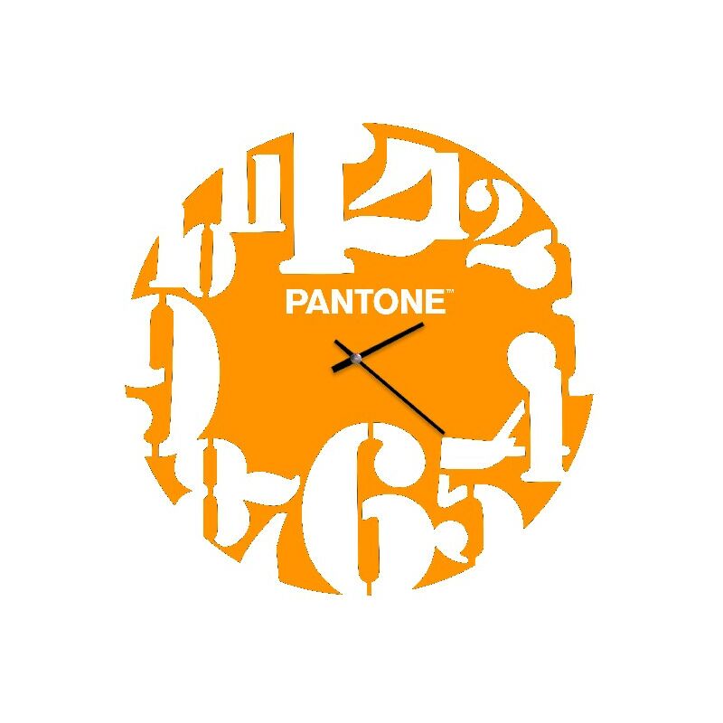 

PANTONE Reloj Geometria - Decoracion de pared, redonda - para el salon, la cocina, la oficina - Naranja, Blanco, Negro en Metal, 40 x 0,15 x 40 cm, -