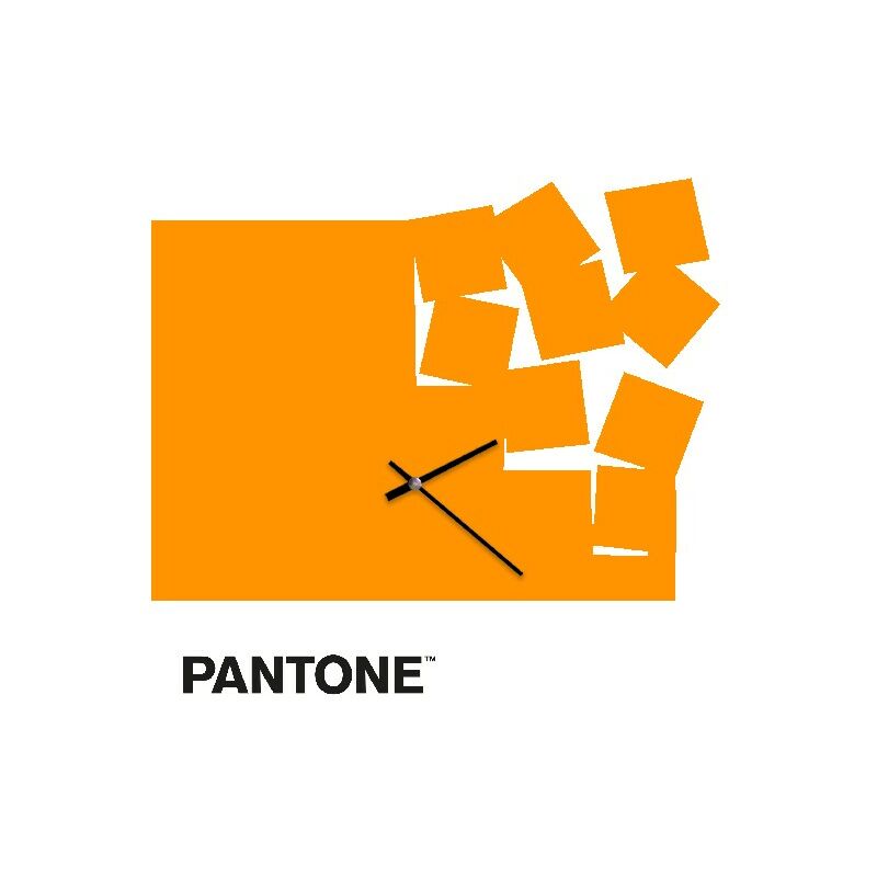 

PANTONE Reloj Geometria - Decoracion de pared, redonda - para el salon, la cocina, la oficina - Naranja, Blanco, Negro en Metal, 40 x 0,15 x 40 cm, -