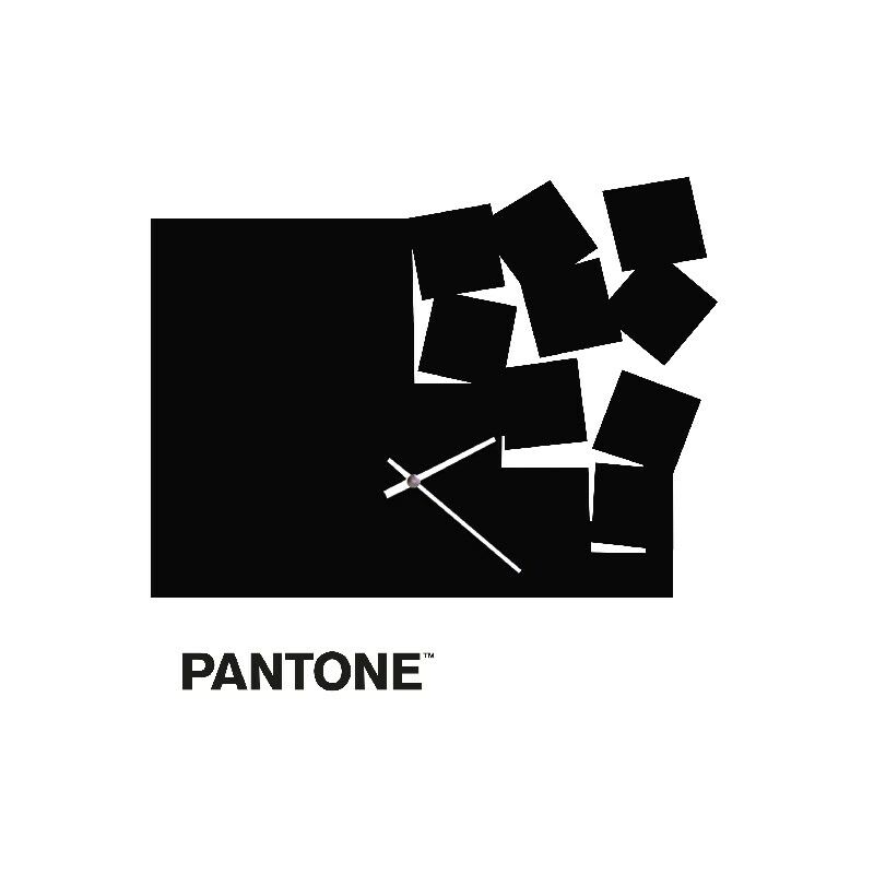 

PANTONE Reloj Geometria - Decoracion de pared, redonda - para el salon, la cocina, la oficina - Negro, Blanco en Metal, 40 x 0,15 x 40 cm, -