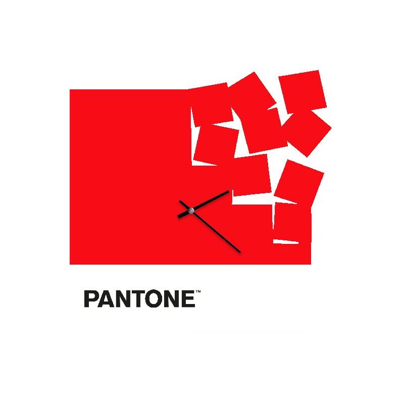 

PANTONE Reloj Geometria - Decoracion de pared, redonda - para el salon, la cocina, la oficina - Rojo, Blanco, Negro en Metal, 40 x 0,15 x 40 cm, -