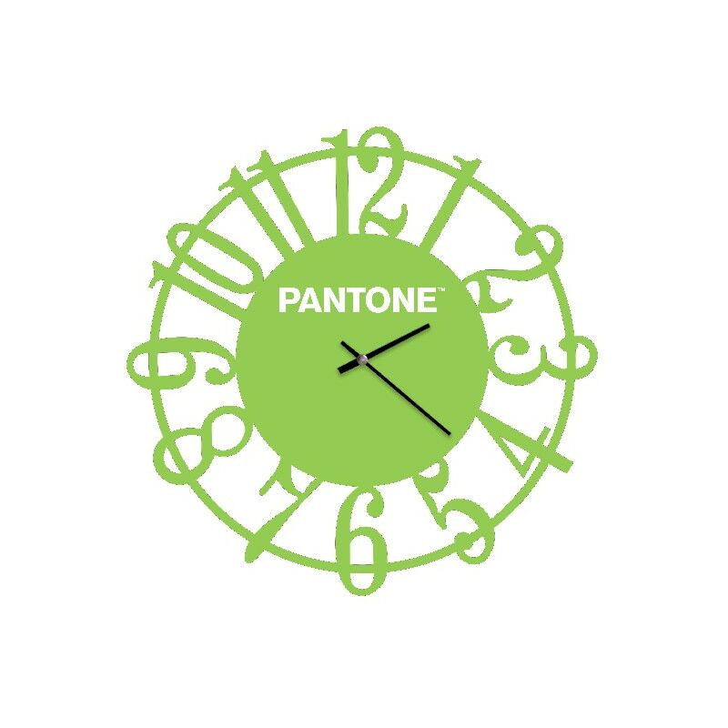 

PANTONE Reloj Geometria - Decoracion de pared, redonda - para el salon, la cocina, la oficina - Verde, Blanco en Metal, 40 x 0,15 x 40 cm, -