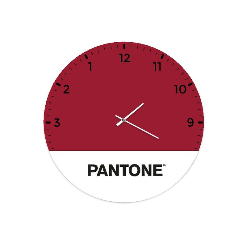 

PANTONE Reloj Numeros - Decoracion de pared, redonda - para el salon, la cocina, la oficina - Burdeos, Blanco en Metal, 40 x 0,15 x 40 cm, -