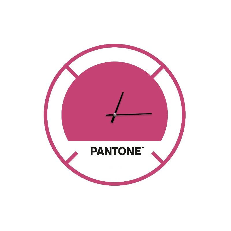 

PANTONE Reloj Numeros - Decoracion de pared, redonda - para el salon, la cocina, la oficina - Rosa, Blanco en Metal, 40 x 0,15 x 40 cm, -