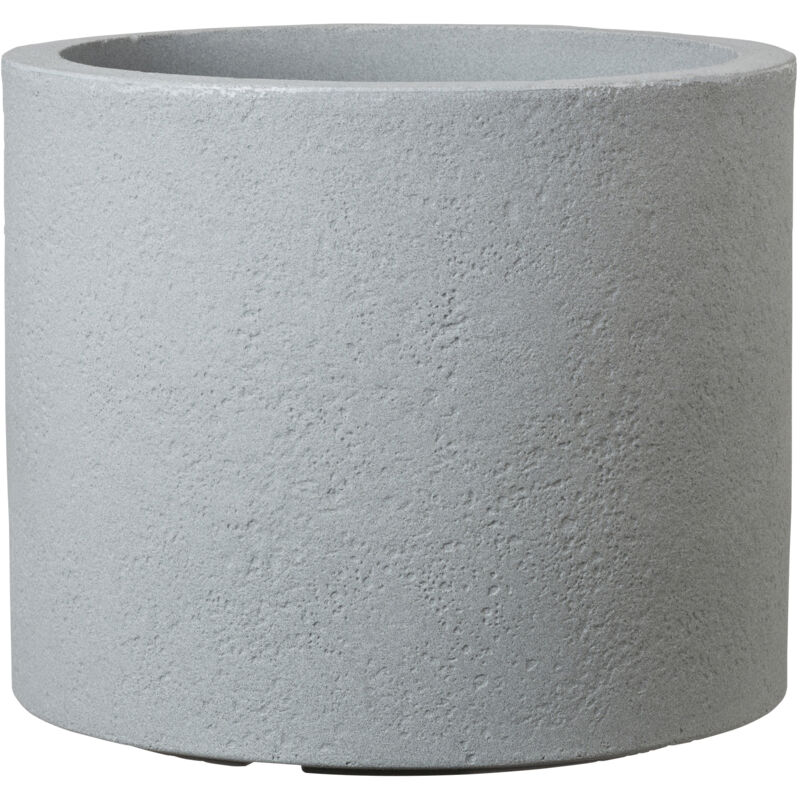 Scheurich Panzano 50, bac à plantes/pot à fleurs/jardinière, cylindrique, coloris: Stony Grey, fabriqué avec du plastique recyclé, pour l’extérieur
