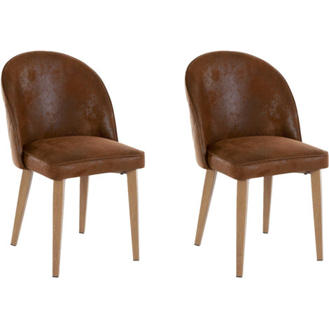 Paola-Paquet de 2 chaises de salle à manger en microfibre marron