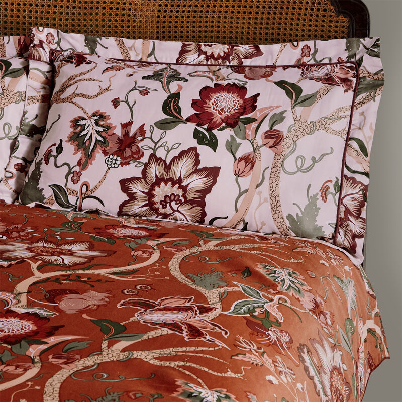 Botanist 200 Thread Count Cotton Sateen Floral Pillowcase Set 50x75cm Russet - Russet - Paoletti