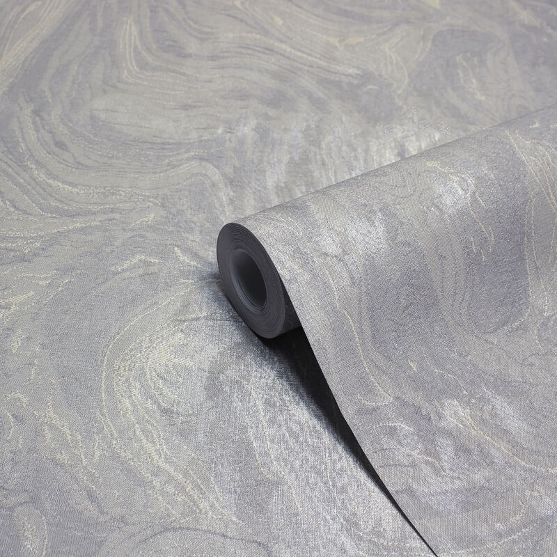 Marble Vinyl Wallpaper Grey - Grey - Paoletti