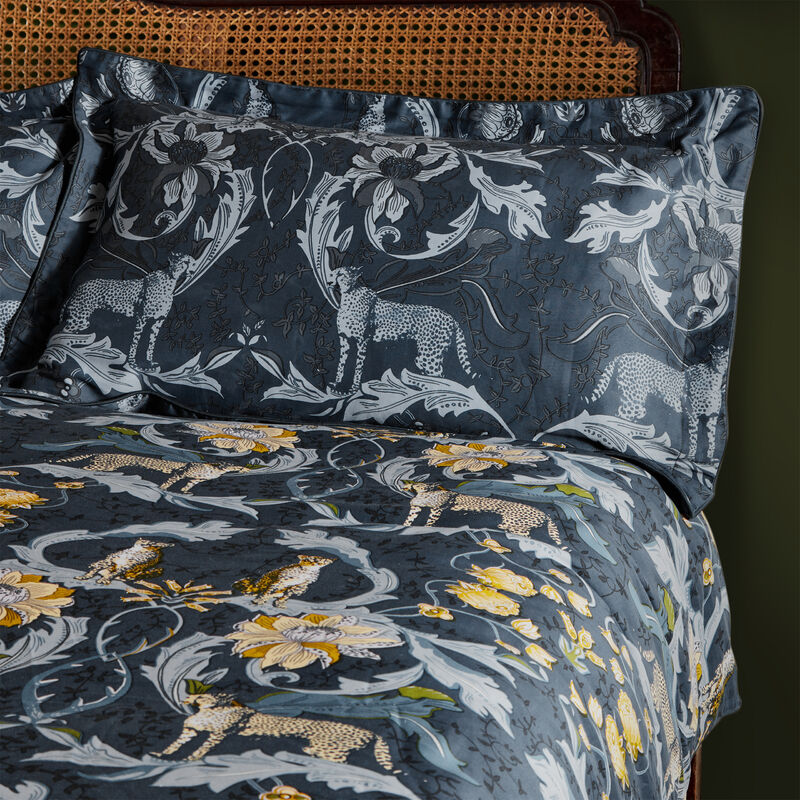 Nouvilla Cheetah Floral 200 Thread Count Cotton Sateen Pillowcase Set 50x75cm Multicolour - Multicolour - Paoletti