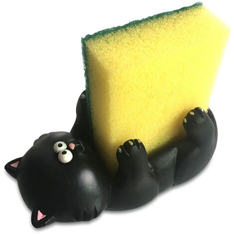 Paolo Chiari Gatto Porta Spugna da Cucina, marmoresina, Nero