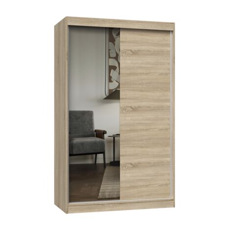 PAOLO - Schrank mit 2 Schiebetüren - 1 Spiegel - B. 120 cm - 2-türiges Ankleidezimmer