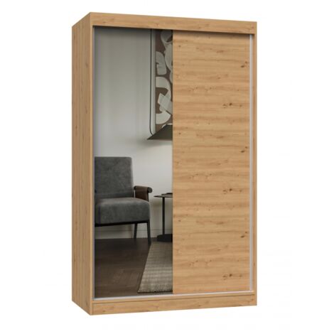 PAOLO - Schrank mit 2 Schiebetüren - 1 Spiegel - B. 120 cm - 2-türiges Ankleidezimmer
