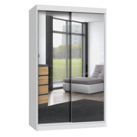 PAOLO - Schrank mit 2 Schiebetüren - 2 Spiegel - B. 120 cm - 2-türiges Ankleidezimmer