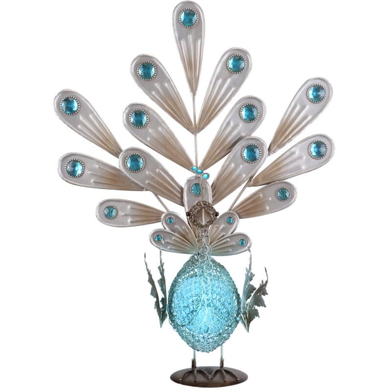 Paon solaire lumière décorative lampe solaire paon lumière extérieure figure animale solaire, pierres décoratives en métal, IP44, led 0,06W, LxlxH