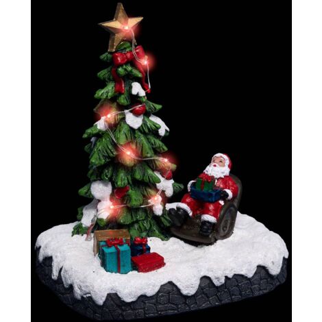 Papá Noel de pueblo iluminado en su sillón de 8 LED - Feeric lights & christmas