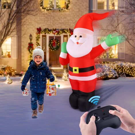 Papá Noel inflable, 110 cm de altura, control remoto de 2,4 GHz, carga USB, se puede mover durante 15-20 minutos, figuras navideñas, decoraciones navideñas