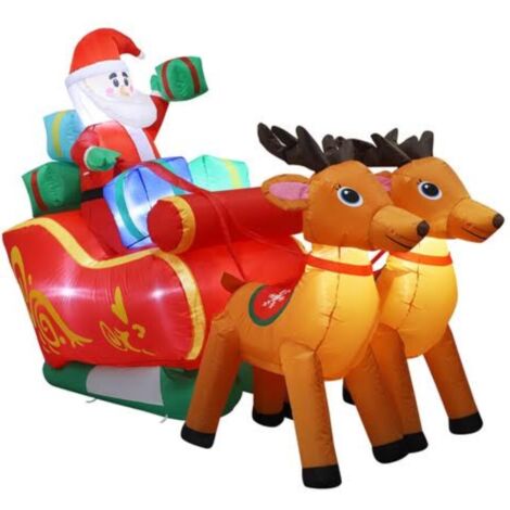 Papá Noel inflable en trineo con renos StarryLights 135 x 180 cm