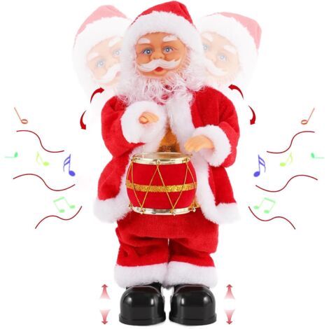 Papá Noel musical bailarín con tambor – Peluche de Papá Noel cantante para decoración y regalo de Navidad