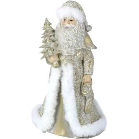 Papá Noel resina oro blanco 16,5x14h23 cm