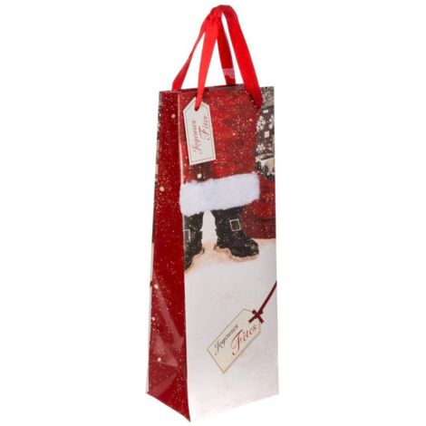 Papá Noel tamaño botella impreso bolsa de regalo con piel - Feeric lights & christmas