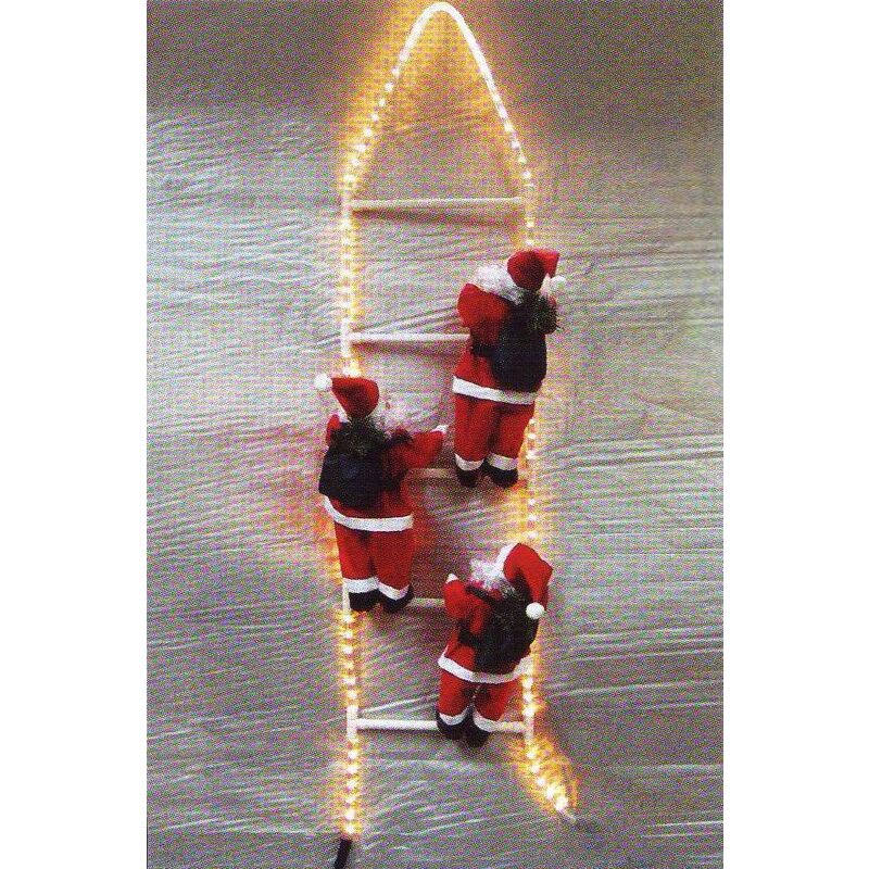 

Papa Noel Triple Trepando Escalera Luminosa 40 Cm