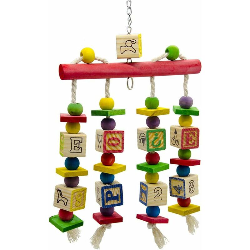FVO - Papageienspielzeug, Papageienschaukelspielzeug, Vogelspielzeug, Vogelkauspielzeug, Vogelspielzeug aus Holz, für kleine Papageien, Sittiche,